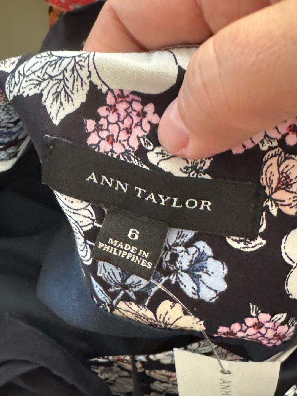 Ann Taylor A-line Skirt with Black tie size 6 NWT black white purple Blue Floral - Picture 5 of 8
